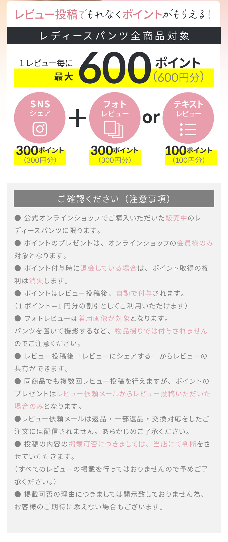 レビュー投稿でもれなくポイントがもらえる