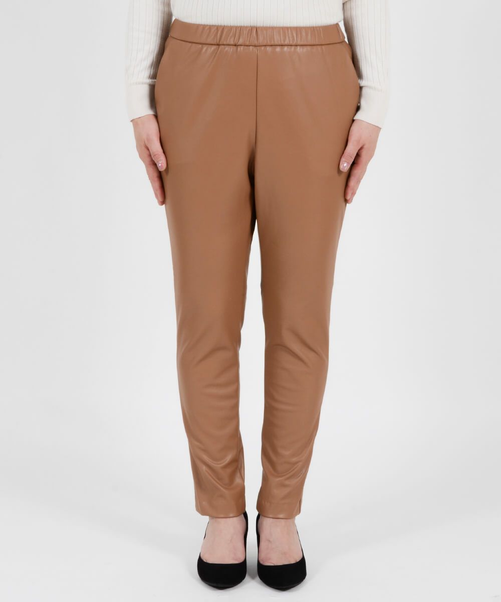 SALE] [テレビドラマ着用]洗えるフェイクレザー裏起毛スリムパンツ